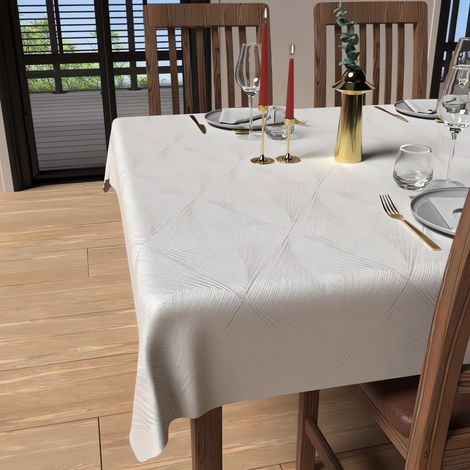 Soleil D Ocre – Nappe carrée anti-tâches 180x180 cm – Tissu jacquard 100 % polyester – Traitement déperlant waterproof – Entretien facile
