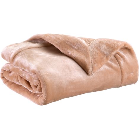 VIVARAISE - Plaid Vivaraise Tender en polyester, couleur Dragée - 150 x 200 cm