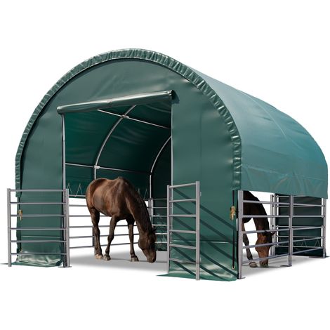TOOLPORT Box Cavalli 4x4 m telo in PVC 2300 Newton tenda da pascolo - fissaggio per cemento - verde