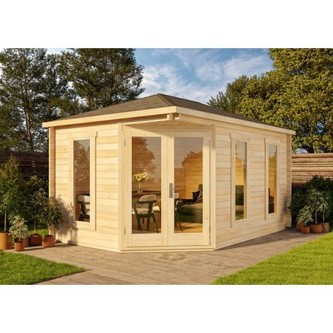 Abri de jardin pentagonal Lido-40 Naturel , 40 mm Épaisseur paroi 470 x 325 cm (1/4)
