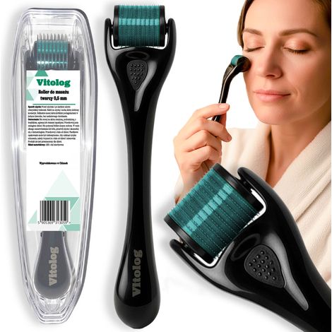 BC Derma Roller, massaggiatore mesoterico a microaghi per viso, barba e corpo, 0,5 mm (1/5)