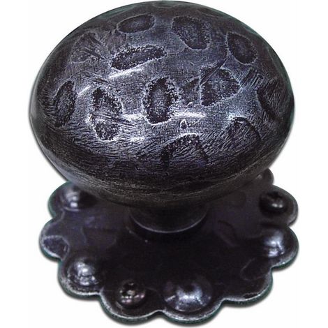 Pomolo per Portone in Ferro Battuto Fisso Con Rosetta Art. 539 Misura 60 mm Nero