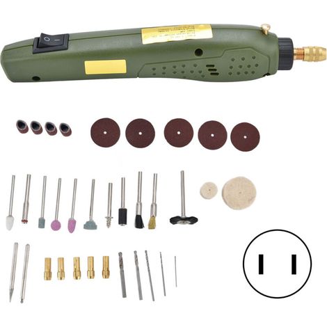 35 pièces Mini Perceuse Basse Tension Moteur Cuivre Fournitures Polissage Métal Pierre Verre Prise US (1/5)
