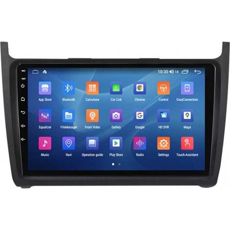 AUTORADIO ANDROID10.0 - 9" GPS VOLKSWAGEN POLO 2008 à 2020 - CONTOUR NOIR + CHROME