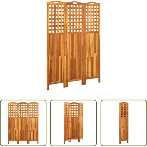 Cloison bois - Cloison de séparation 3 panneaux 121x2x170 cm Bois d'acacia (1/5)