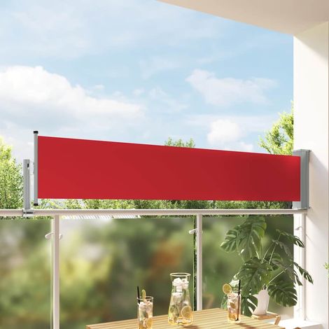 Auvent latéral rétractable de patio 60x300 cm Rouge (1/5)