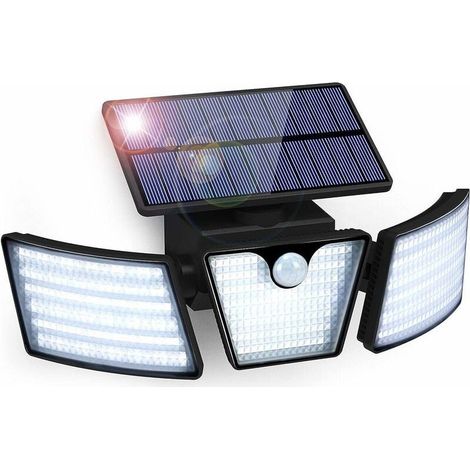 Lampe Solaire Extérieur Détecteur de Mouvement 265 LED IP65 Étanche 3 Têtes Rotation 360° Lumière Murale Spot Mural Extérieur Étanche pour Jardin Garage Allée Entrée (1/5)