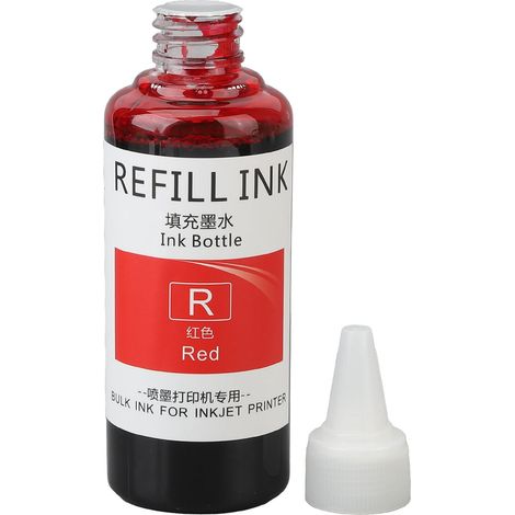 Recharge d'encre pour tampon 100 ml, forte adhérence, séchage rapide, résistante à la décoloration, idéale pour les tampons à œufs et dateurs. Convient aux entreprises, aux écoles et à la maison. Roug