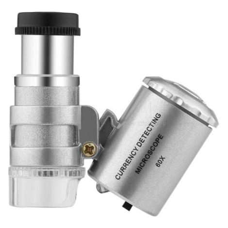 BUNTHAUS Lntyq Loupe éclairante, loupe poche mini microscope de poche loupe UV détecteur de monnaie bijoutier loupe avec la lumière LED,60X (1/4)