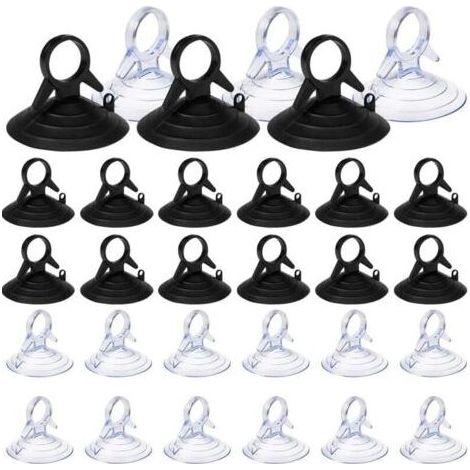 Ventouses PVC 60 pcs - Transparentes et Noires - Ø45mm - Réutilisables pour Vitres et Pare-Soleil - Adhérence Forte 3kg (1/5)