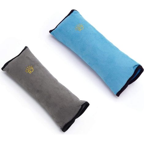 2 pièces Coussin Ceinture Sécurité Enfant, Protection Ceinture Voiture Harnais d'épaule pour Voyageant épaule sommeil bébé sécurité voiture ceinture de sécurité Siège enfant (Bleu + gris) (1/5)