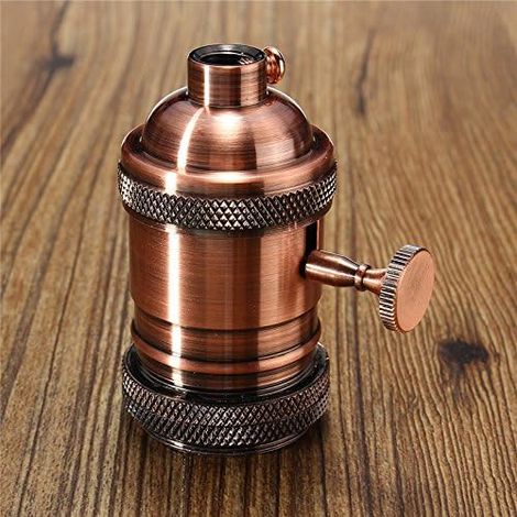 E26/E27 Rétro Vintage Edison Industriel Lampe À Ampoule Douille avec Interrupteur-Bronze Rouge (1/4)