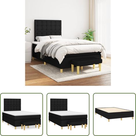 vidaXL Kopfteil - Boxspringbett mit Matratze Schwarz 120x200 cm Stoff (1/5)