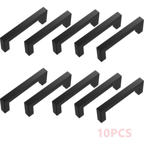 10 maniglie per mobili, nere, interasse fori 160 mm, maniglie per cucina, maniglie per cassetti in acciaio inox, maniglie per armadi e porte. (1/5)