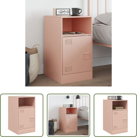 vidaXL Table de chevet rose 34,5x39x62 cm acier (1/5)