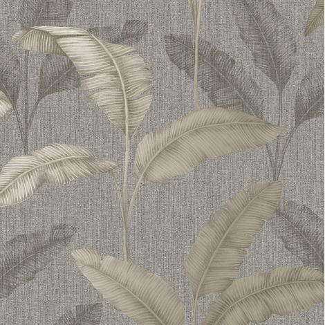 Rasch Elegant Homes Design Pewter Gold Tropical Amara Palm Leaf Wallpaper