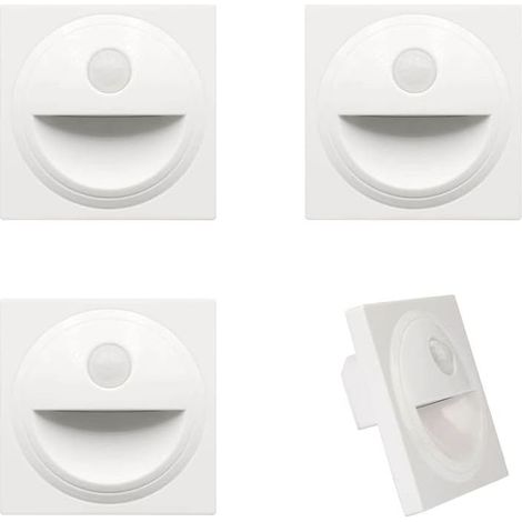 LED Applique Encastré Murale d'escalier éclairage étape escalier lampe avec Détecteur de Mouvement en Plastique IP20 (Blanc, 3000K) (1/5)
