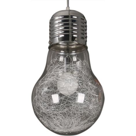 Lustre LED créatif grosse ampoule 1525cm Moderne Lustre Argent (1/4)