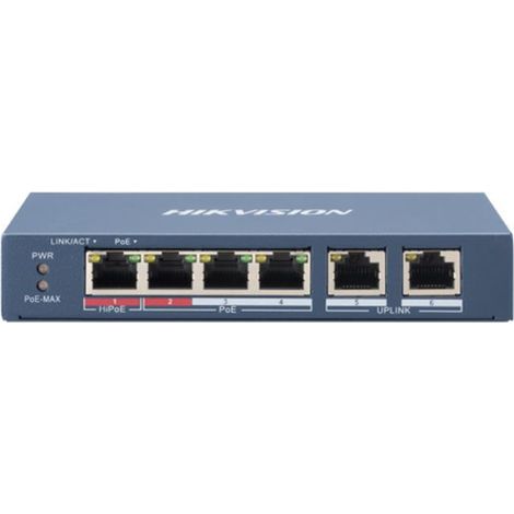 Hikvision DS-3E0106HP-E switch No administrado Fast Ethernet (10/100) Energía sobre Ethernet (PoE) Azul