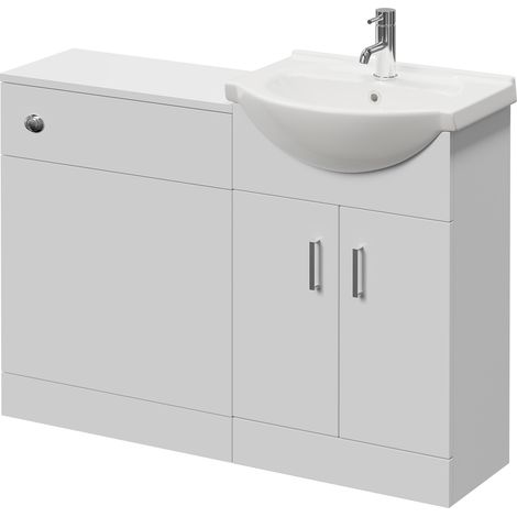 Alexander James Cento Gloss White 1150mm 2 Door Vanity Unit Toilet Suite - 1150mm - Chrome 96mm James HandleWithout James Toilet Pan