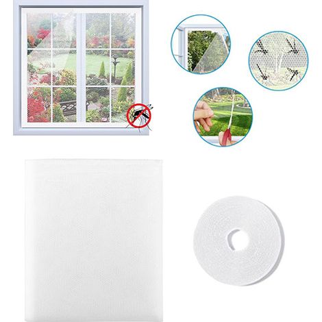 Moustiquaire Fenêtre avec Auto Rubans Adhésifs Filet Adhésif Découpable 150 x 150cm 150 x 150cm 1pcs Blanc (1/5)
