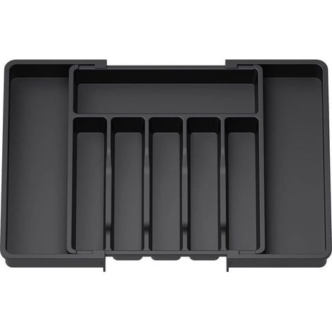 Range Couverts Plateau d'Ustensiles Extensible de Tiroir Organisateur de Tiroir Réglable pour la Cuisine Cuillères Fourchettes Noir (1/5)