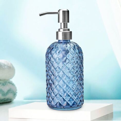 FENOPLASTICADistributeur de savon liquide en verre avec pompe inox 304 – JINFGERNE – 350 ml – Pour salle de bain et comptoir hôtel (1/3)