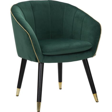 Poltrona Paris verde e gold in tessuto con gambe dorate – 62 x 58 x H 78 cm (1/5)