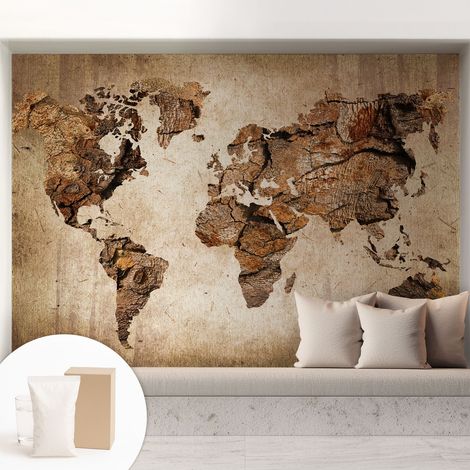 Papier peint intissé mural avec imprimé pour décoration pour salon pour chambre à coucher pour entrée Carte en bois 208x146 cm (1/5)