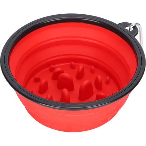 Gamelle portable pour chien, mangeoire anti-glouton, gamelle de voyage pour chiens de petite et grande taille, rouge (1/5)