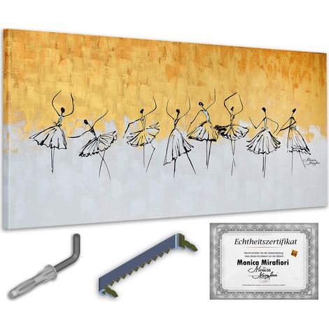 Monica Mirafiori I 100% DIPINTO A MANO I Quadro Persone d'oro 140x70cm Quadro dipinto a mano Quadro acrilico Quadro acrilico molto grande I Arte moderna I Quadri d'arte (1/5)