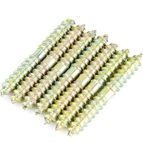 BEBUSINGOTO 10 tornillos de espiga de hierro M6 de 40 mm, de doble extremo, con revestimiento de zinc, autorroscantes, para conexión de madera a madera. (1/4)