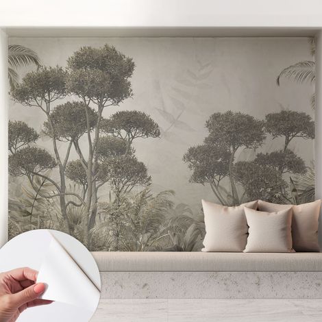 Papier peint adhésif décoratif avec colle pour salon chambre et bureau Installation rapide Jungle tropicale 208x146 cm (1/5)