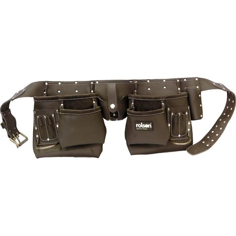 Ceinture à outils professionnelle tannée à l'huile pour constructeur, couvreur, charpentier (1/5)