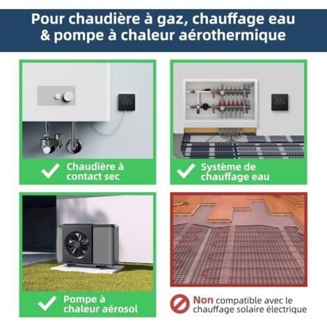 Thermostat Chaudiere gaz,Thermostat WiFi à Programmation Quotidienne 3A,Thermostats d'ambiance,Thermostats Chauffage,Compatible avec la Commande vocale Alexa et Google Home