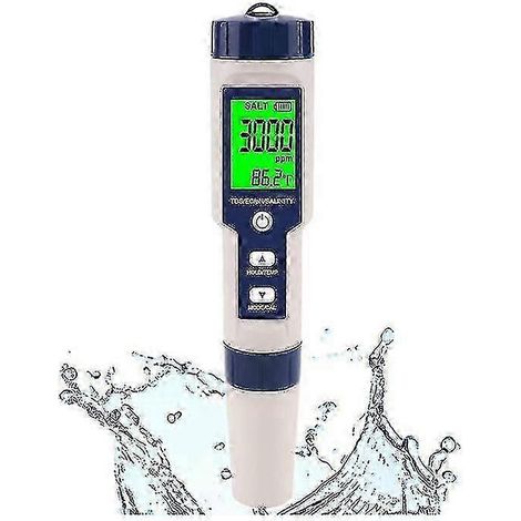 Testeur de sel pour piscine, salinomètre numérique, testeur de salinité 5 en 1 haute précision pour eau salée, IP67 (1/5)