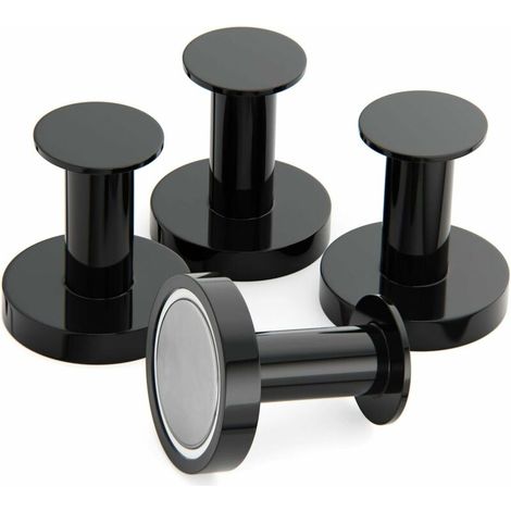 ZVD Porte Manteaux Aimantés pour Accrocher Manteaux et Sacs, 4 Crochets Muraux Noirs Extrêmement Solides, Porte Manteaux pour Porte avec Aimant en Métal Néodyme Rare, Crochets Porte de Frigo (1/5)