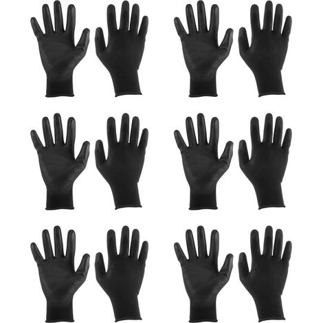 sourcing map Lot de 6 paires gants travail antidérapants, 25,5 cm, en nylon enduits caoutchouc pour