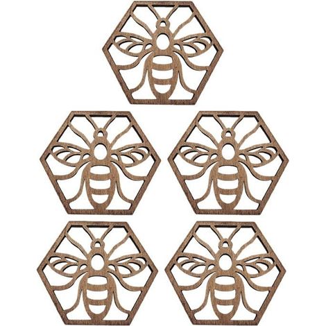 Sous-verres en bois - CUNEARY - Lot de 5 - Absorbants - Ronds - Isolants thermiques (1/5)