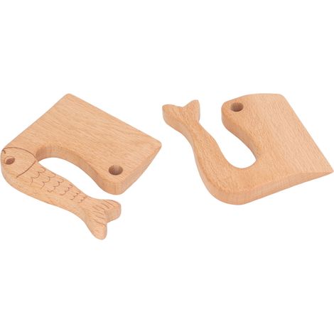 Couteau en bois pour enfants, sûr pour la cuisine, coupe-légumes et fruits, outil de cuisine Montessori, jouet à motif poisson (1/5)