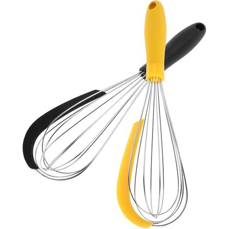 Batidora manual de huevos de acero inoxidable de 2 piezas con diseño ergonómico, duradera y ligera para mezclar, batir, hornear y cocinar. (1/5)
