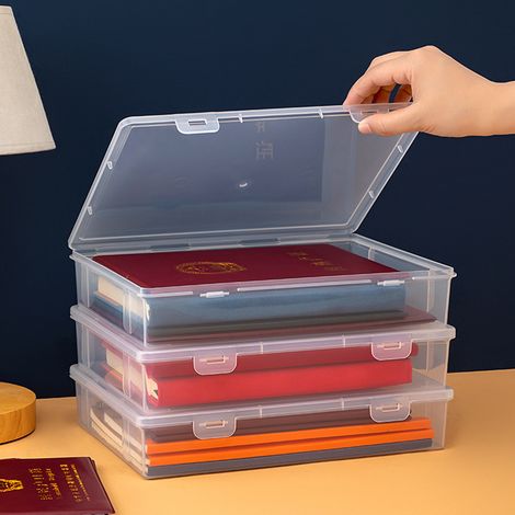 Boîte De Rangement Pour Documents - Transparente - Étanche À La Poussière - Capacité Grande - Format A4 - 1 Pièce (1/5)