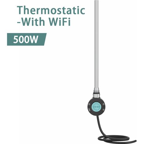 NRG Smart WiFi Thermostatic Electric Heating Element for Heated Towel Rail Radiator 500W Black