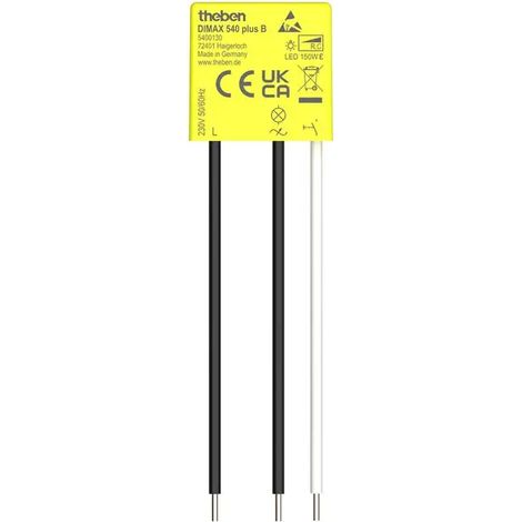 Theben DIMAX 540 plus B Dimmer Mini dimmer universale ad incasso 150 W LED, carichi R e C, senza neutro, lunghezza cavo 100, 5400130