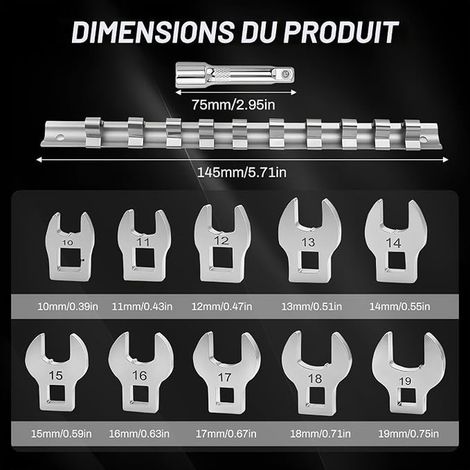 Jeu de CléS à Fourche MéTriques à Prise de mm,Ensemble de Clé à Fourche à Emmancher MéTrique,Clé Plate Ultra Fines avec Organiseur à Clipser,RéParations Automobiles (1/3)