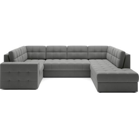 Canapé d'angle convertible MONTEZA gris 299 cm avec coffre et couchage (1/5)