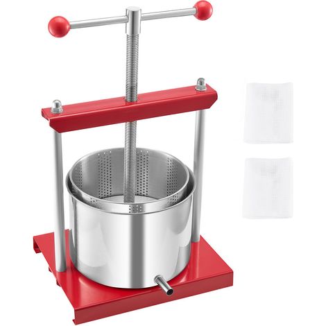 Pressoir à Fruits 6L, 2 Fûts en Acier Inoxydable, Fabricant de Jus Manuel pour Cidre, Pomme, Raisin, Teinture, Miel, Huile d'Olive avec Poignée en T pour Cuisine Extérieure et Maison (1/5)