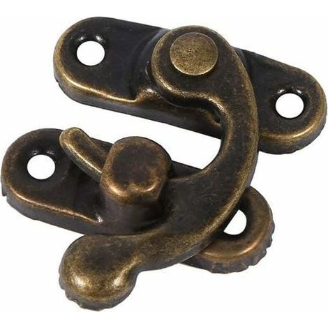 12X Antique Gauche/Droite Loquet Crochet Hasp Corne de Verrouillage avec loquet de Vis Sac Bricolage, bois, bote à bijoux Décoration Décoratifs Cadeau Vin Bote En Bois (right-Bronze foncé) (1/5)