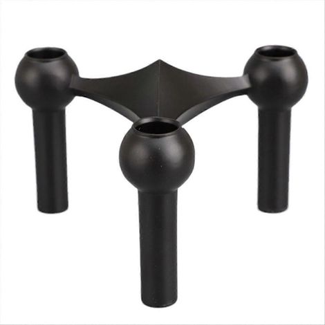 Bougeoir en métal noir à structure moléculaire nordique, pièce maîtresse pour salon ou maison. (1/5)