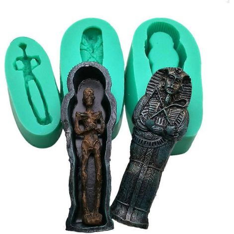 3-teiliges Set Halloween Lustige Sarg-Leichen Silikon Fondantform Gips Kuchen Schokolade Dekorieren (1/5)